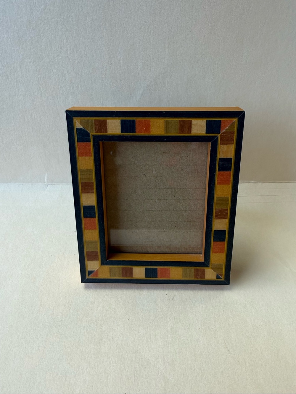 Vintage MultiColor Inlaid Mosaic Small Photo Picture Frame.